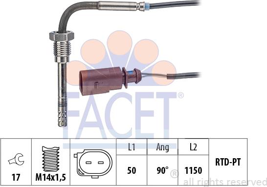 FACET 22.0198 - Sensore, Temperatura gas scarico www.autoricambi360.it