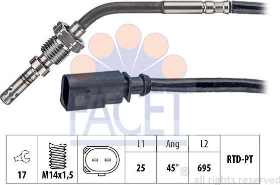 FACET 22.0144 - Sensore, Temperatura gas scarico www.autoricambi360.it