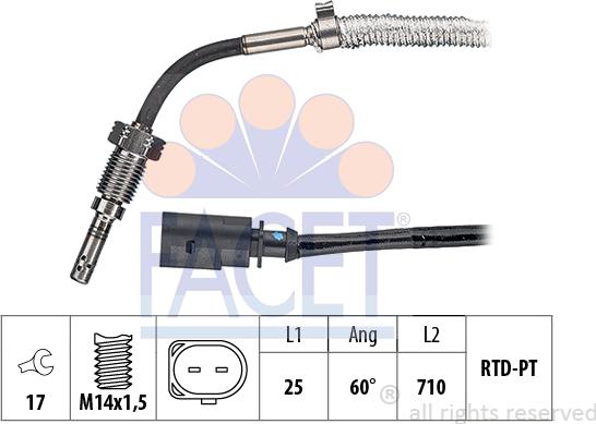 FACET 22.0100 - Sensore, Temperatura gas scarico www.autoricambi360.it