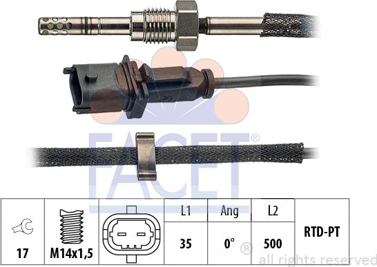 FACET 22.0131 - Sensore, Temperatura gas scarico www.autoricambi360.it