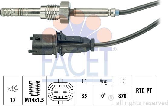 FACET 22.0127 - Sensore, Temperatura gas scarico www.autoricambi360.it