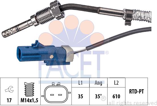 FACET 22.0364 - Sensore, Temperatura gas scarico www.autoricambi360.it