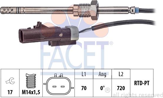 FACET 22.0365 - Sensore, Temperatura gas scarico www.autoricambi360.it