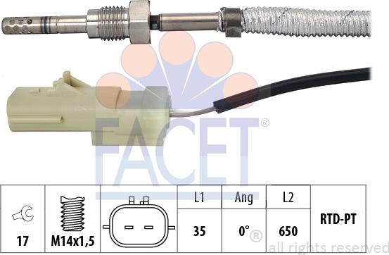 FACET 22.0368 - Sensore, Temperatura gas scarico www.autoricambi360.it