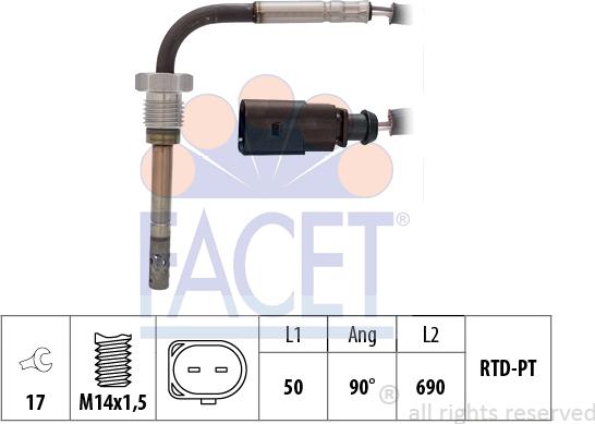 FACET 22.0290 - Sensore, Temperatura gas scarico www.autoricambi360.it