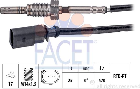 FACET 22.0241 - Sensore, Temperatura gas scarico www.autoricambi360.it