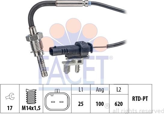 FACET 22.0255 - Sensore, Temperatura gas scarico www.autoricambi360.it