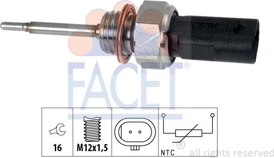 FACET 22.0257 - Sensore, Temperatura gas scarico www.autoricambi360.it