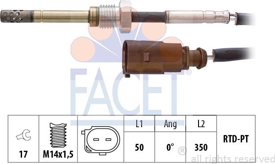 FACET 22.0264 - Sensore, Temperatura gas scarico www.autoricambi360.it