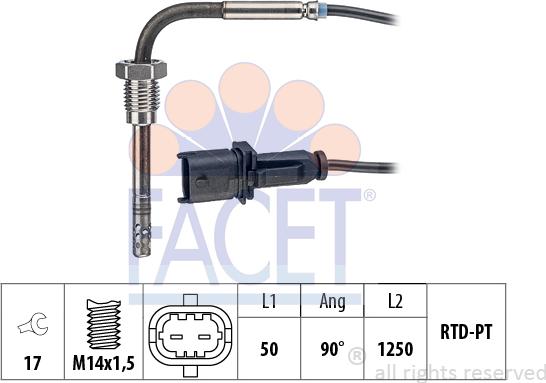 FACET 22.0210 - Sensore, Temperatura gas scarico www.autoricambi360.it