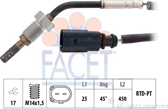 FACET 22.0287 - Sensore, Temperatura gas scarico www.autoricambi360.it
