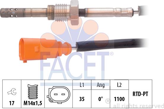 FACET 22.0279 - Sensore, Temperatura gas scarico www.autoricambi360.it