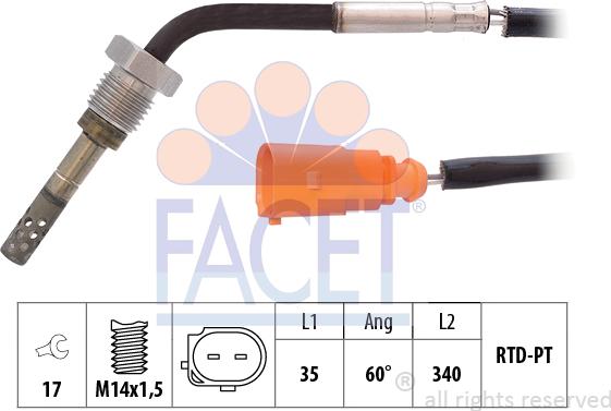FACET 22.0274 - Sensore, Temperatura gas scarico www.autoricambi360.it