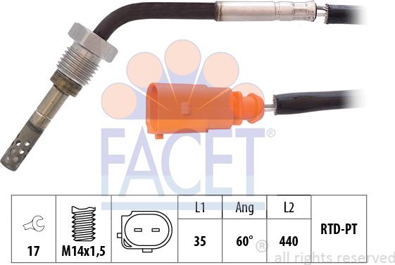 FACET 22.0276 - Sensore, Temperatura gas scarico www.autoricambi360.it