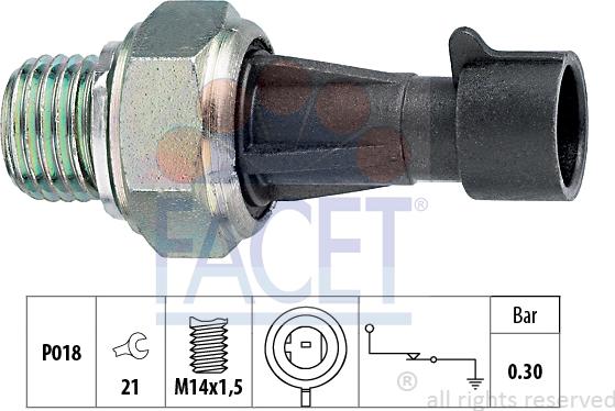 FACET 7.0096 - Sensore, Pressione olio www.autoricambi360.it