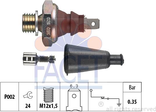 FACET 7.0060 - Sensore, Pressione olio www.autoricambi360.it