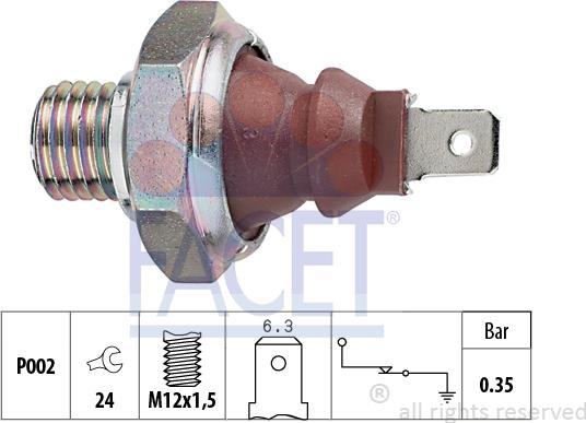 FACET 7.0026 - Sensore, Pressione olio www.autoricambi360.it