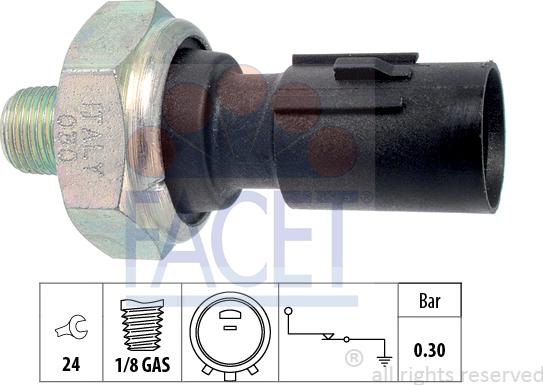 FACET 7.0195 - Sensore, Pressione olio www.autoricambi360.it