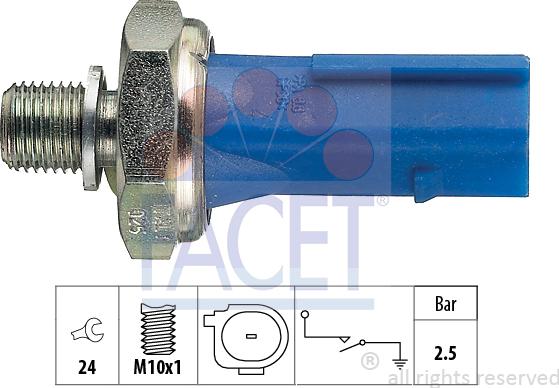 FACET 7.0192 - Sensore, Pressione olio www.autoricambi360.it