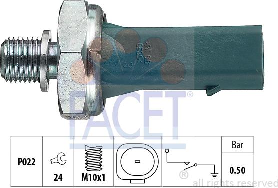 FACET 7.0139 - Sensore, Pressione olio www.autoricambi360.it