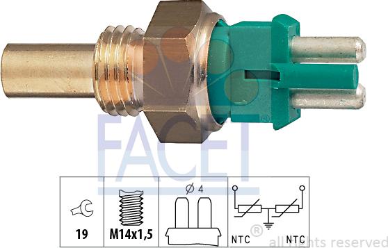 FACET 7.3140 - Sensore, Temperatura refrigerante www.autoricambi360.it