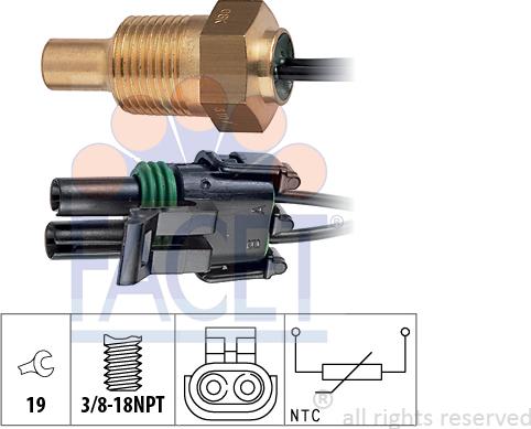 FACET 7.3307 - Sensore, Temperatura refrigerante www.autoricambi360.it