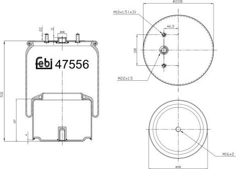 FEBI Bilstein 47556 - Soffietto, Sospensione pneumatica www.autoricambi360.it