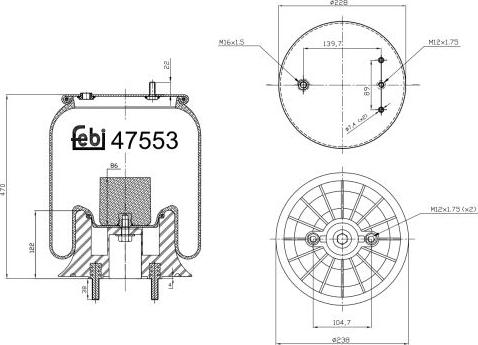 FEBI Bilstein 47553 - Soffietto, Sospensione pneumatica www.autoricambi360.it