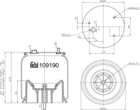 FEBI Bilstein 109190 - Soffietto, Sospensione pneumatica www.autoricambi360.it