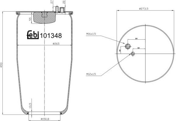 FEBI Bilstein 101348 - Soffietto, Sospensione pneumatica www.autoricambi360.it