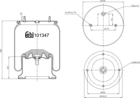 FEBI Bilstein 101347 - Soffietto, Sospensione pneumatica www.autoricambi360.it
