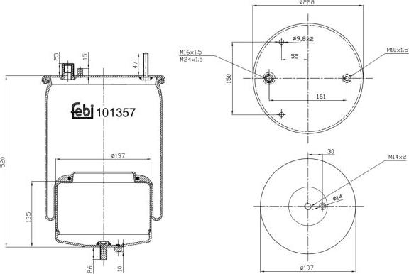 FEBI Bilstein 101357 - Soffietto, Sospensione pneumatica www.autoricambi360.it