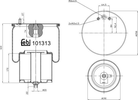 FEBI Bilstein 101313 - Soffietto, Sospensione pneumatica www.autoricambi360.it