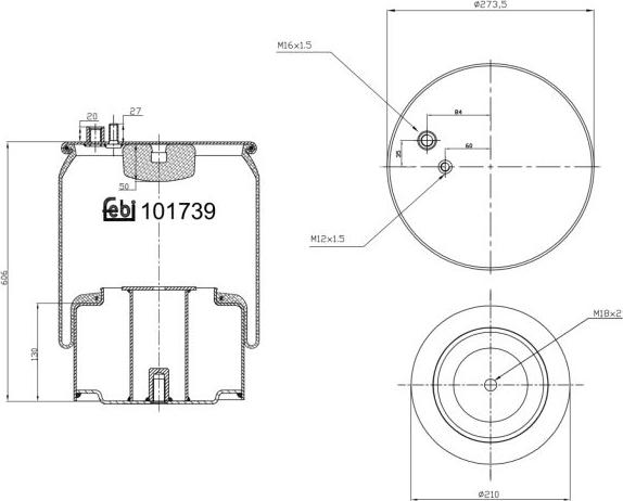FEBI Bilstein 101739 - Soffietto, Sospensione pneumatica www.autoricambi360.it