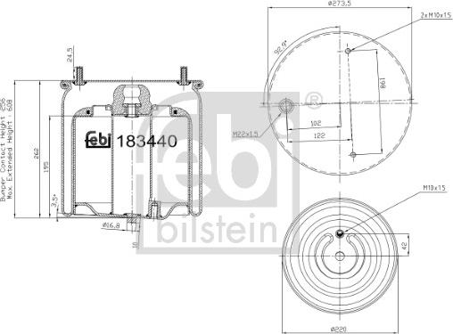 FEBI Bilstein 183440 - Soffietto, Sospensione pneumatica www.autoricambi360.it