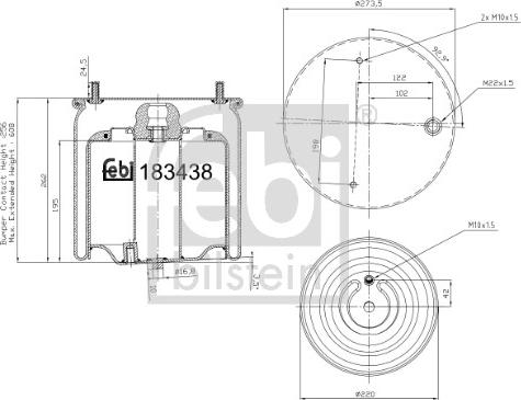 FEBI Bilstein 183438 - Soffietto, Sospensione pneumatica www.autoricambi360.it