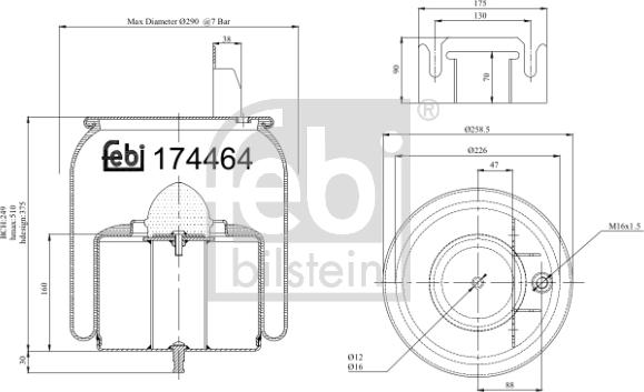 FEBI Bilstein 174464 - Soffietto, Sospensione pneumatica www.autoricambi360.it