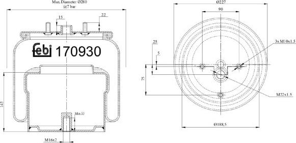 FEBI Bilstein 170930 - Soffietto, Sospensione pneumatica www.autoricambi360.it