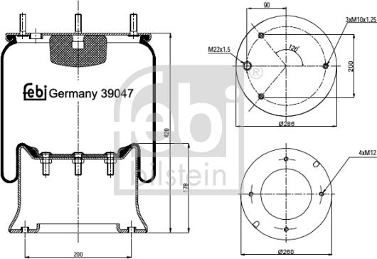FEBI Bilstein 39047 - Soffietto, Sospensione pneumatica www.autoricambi360.it