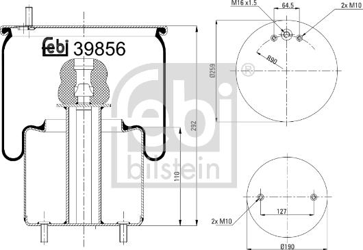 FEBI Bilstein 39856 - Soffietto, Sospensione pneumatica www.autoricambi360.it