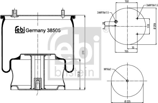 FEBI Bilstein 38505 - Soffietto, Sospensione pneumatica www.autoricambi360.it