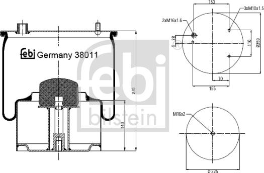 FEBI Bilstein 38011 - Soffietto, Sospensione pneumatica www.autoricambi360.it