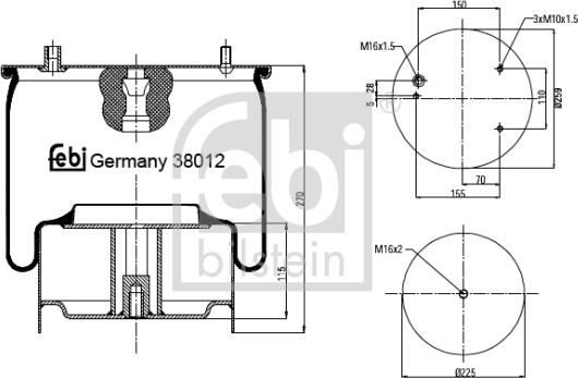 FEBI Bilstein 38012 - Soffietto, Sospensione pneumatica www.autoricambi360.it