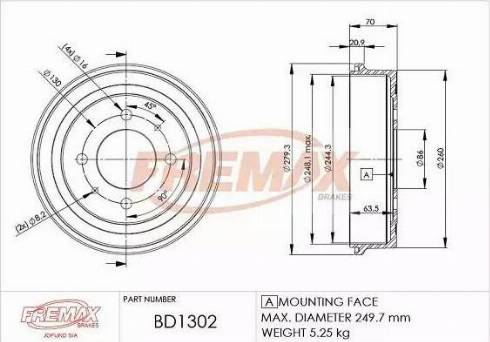 FREMAX BD-1302 - Tamburo freno www.autoricambi360.it