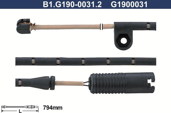 Galfer B1.G190-0031.2 - Contatto segnalazione, Usura past. freno / mat. d'attrito www.autoricambi360.it