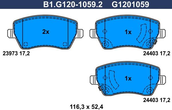 Galfer B1.G120-1059.2 - Kit pastiglie freno, Freno a disco www.autoricambi360.it