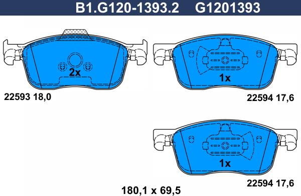 Galfer B1.G120-1393.2 - Kit pastiglie freno, Freno a disco www.autoricambi360.it