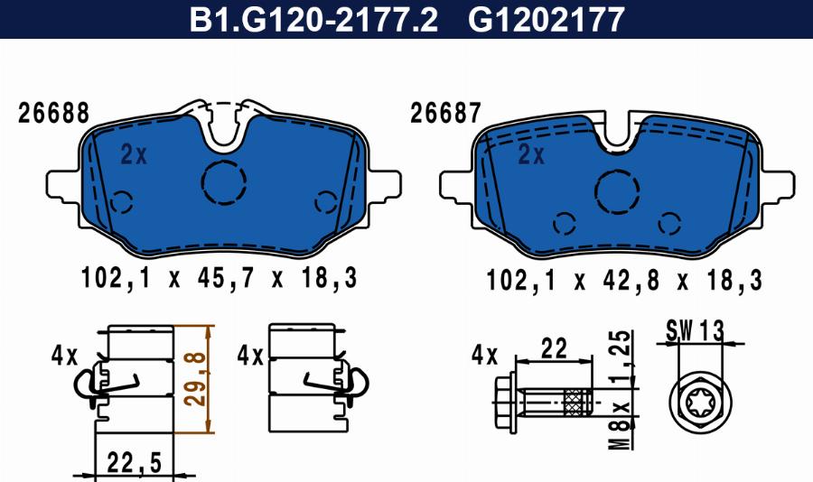 Galfer B1.G120-2177.2 - Kit pastiglie freno, Freno a disco www.autoricambi360.it