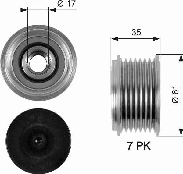 GATES OAP7095 - Puleggia cinghia, Alternatore www.autoricambi360.it