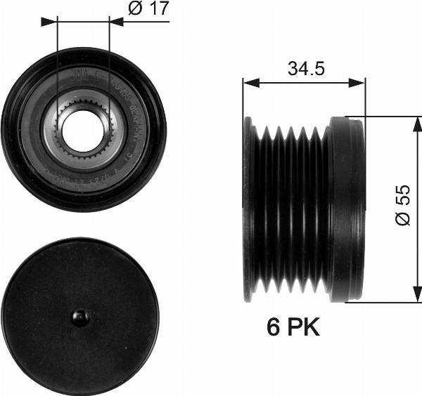 GATES OAP7090 - Puleggia cinghia, Alternatore www.autoricambi360.it
